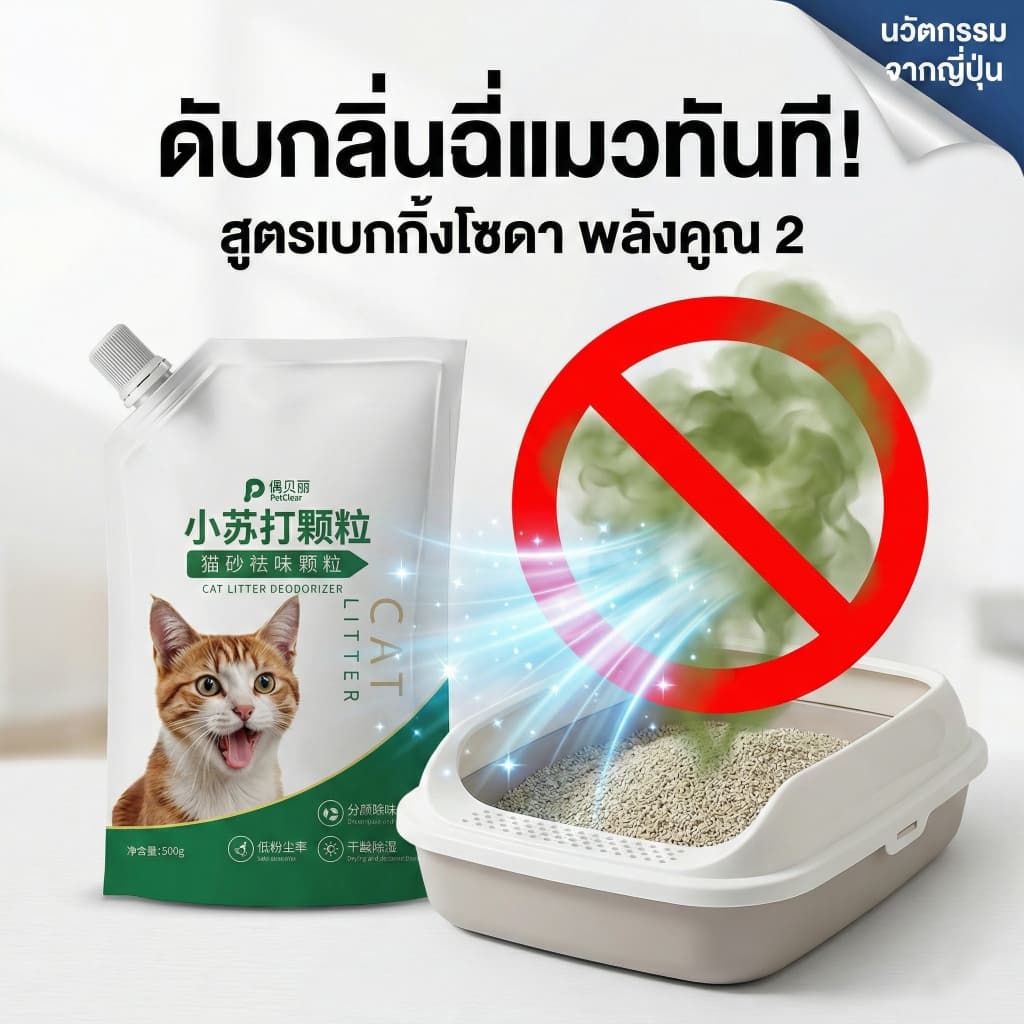 ผงกำจัดกลิ่นทรายแมว PetClear ลดกลิ่นอับ ดับกลิ่นฉี่แรงๆ เอาอยู่! Food Grade ปลอดภัย น้องแ รูปที่ 4