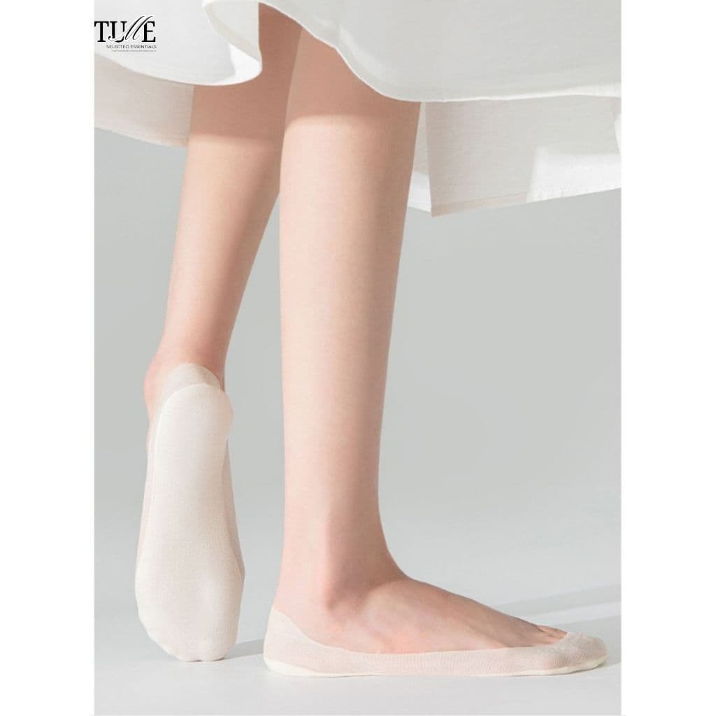 ถุงเท้าคัทชูเว้าลึก ผ้าเย็น Ice Silk พื้นคอตตอน ลดกลิ่นเท้า กันลื่น ไร้ขอบ ใส่สบายไม่หลุดส้น รูปที่ 5