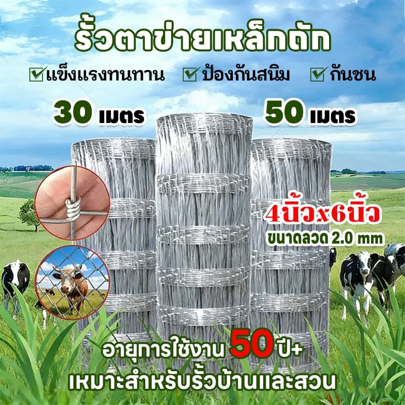 รั้วถักปม/รั้วตาข่าย รั้วตาข่ายแรงดึง แรงดึง ตาข่ายเหล็ก ยาว ลวดตาข่ายถักปม รั้วตาข่ายถักปม รูปที่ 1