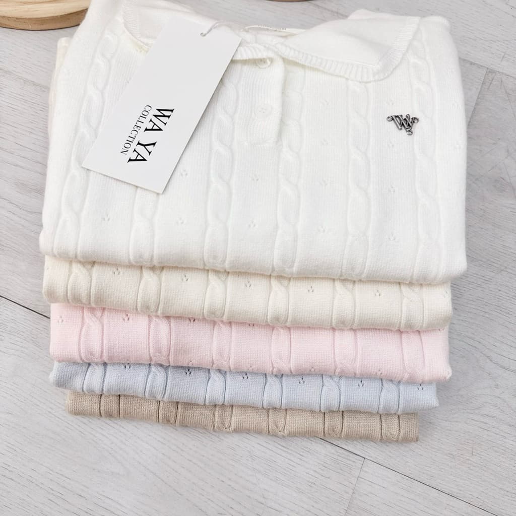 WA YA เสื้อไหมพรมคอปกโปโล รูปที่ 3