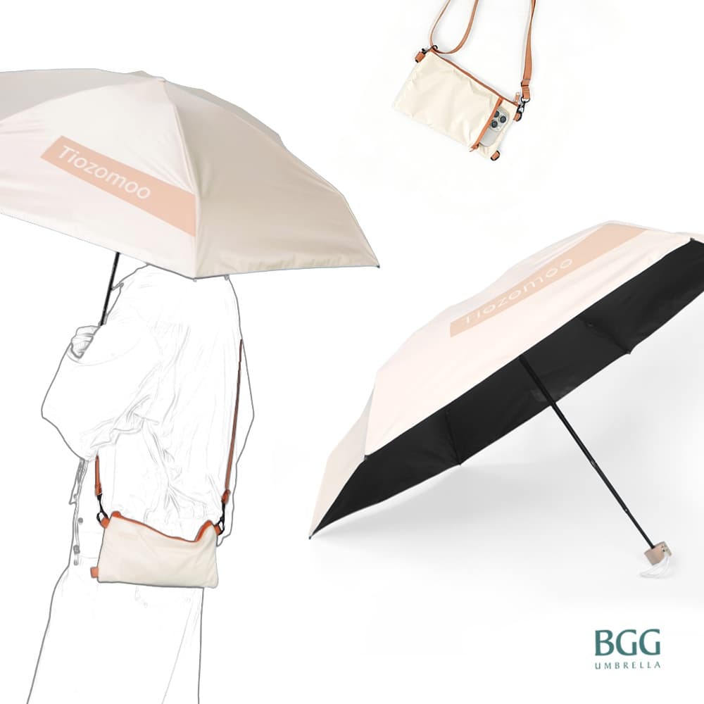 BGG UPF50+ UV Cut 100% 5-Fold Crossbody Folding Umbrella ร่มพับ 5ตอน กันแดด กันยูวี100% สะพายข้าง รูปที่ 2