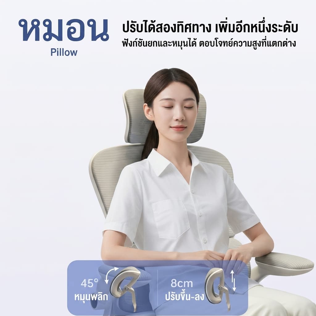 รองรับเอวอัตโนมัติET เก้าอี้ทํางาน เก้าอี้สุขภาพ ไม่เมื่อยล้าหลังนั่งยาว สีดำ/สีเทาergonomicchair รูปที่ 3