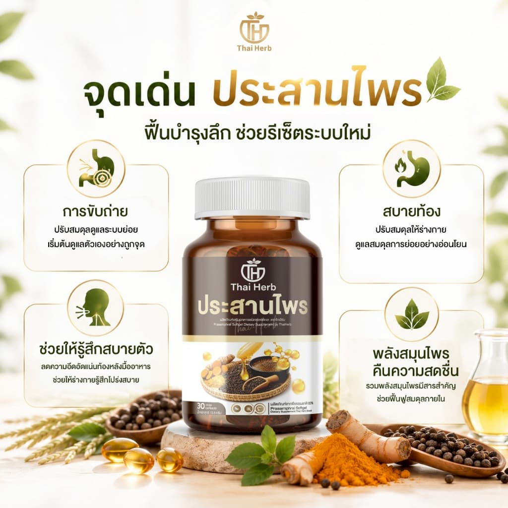 Thaiherb ประสานไพร ผลิตภัณฑ์เสริมอาหาร ปรับสมดุลระบบขับย่อยอาหาร กรดไหลย้อน รูปที่ 4