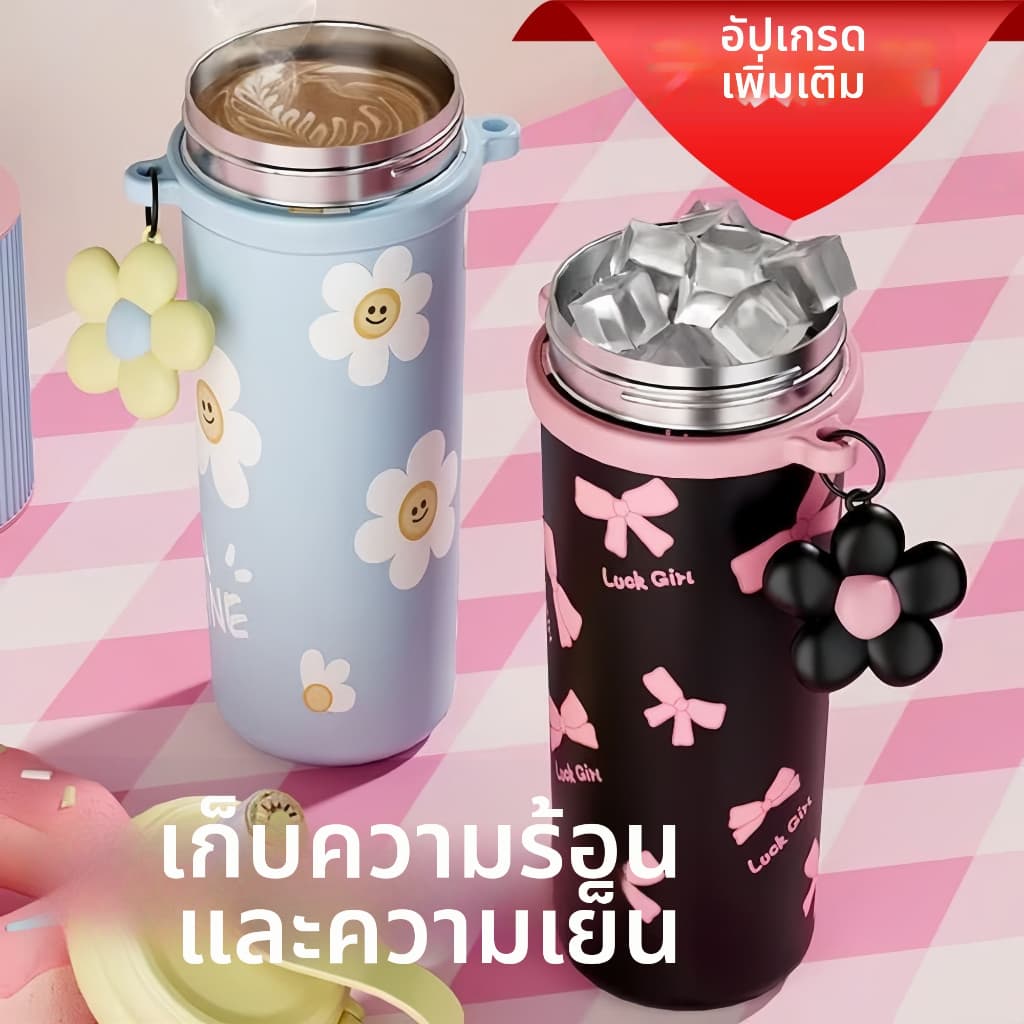 แก้วเก็บความเย็น สแตนเลสSUS316L เก็บความร้อน-เย็นได้ มีสายคล้อง ที่กรองชา เก็บความร้อน-เย็นได้ 750ml รูปที่ 8