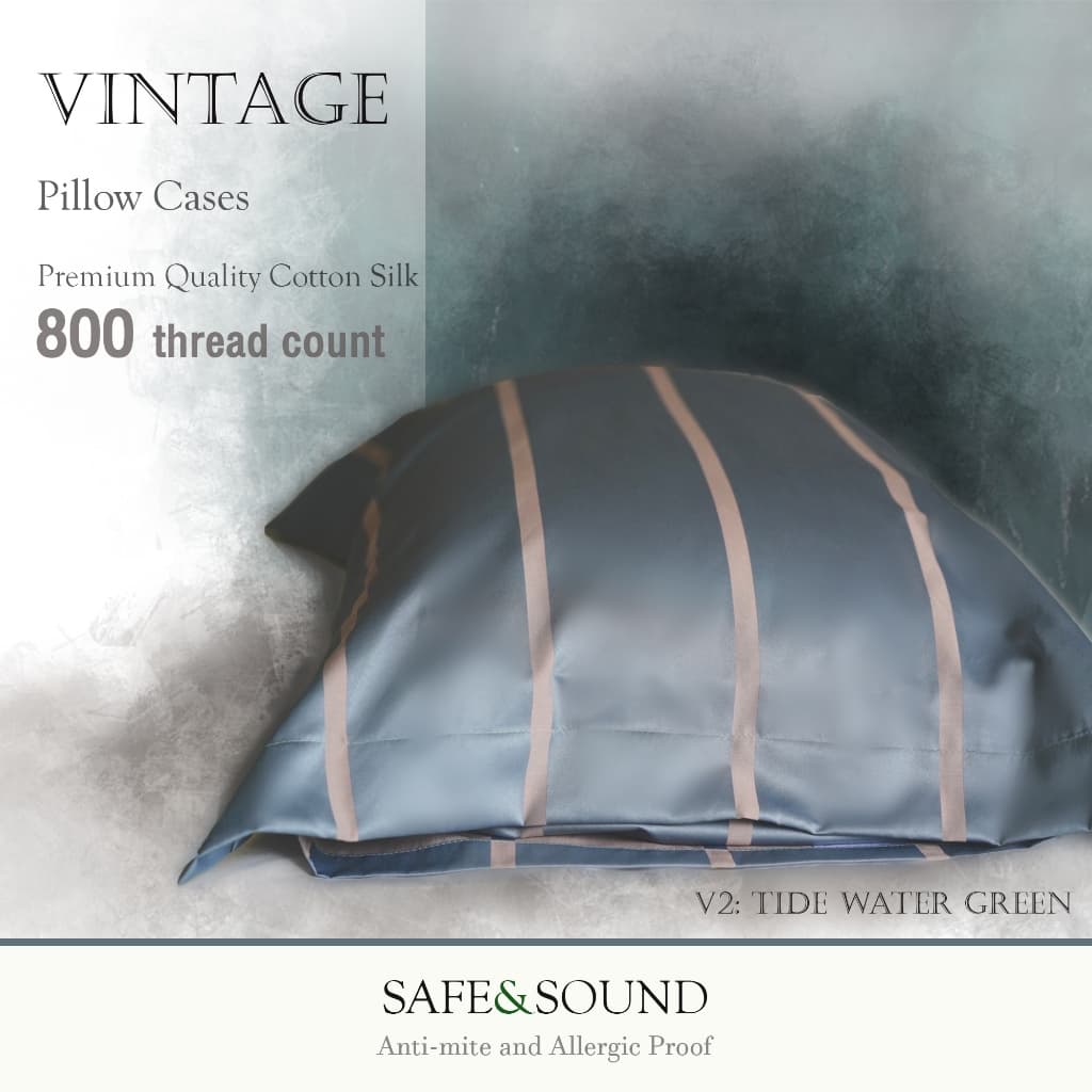 SAFE&SOUND ปลอกหมอนหนุน 800 TC กันไรฝุ่นแบบมีชาย ขนาด 20x30 นิ้ว Vintage Premium Quality Cotton Silk รูปที่ 4