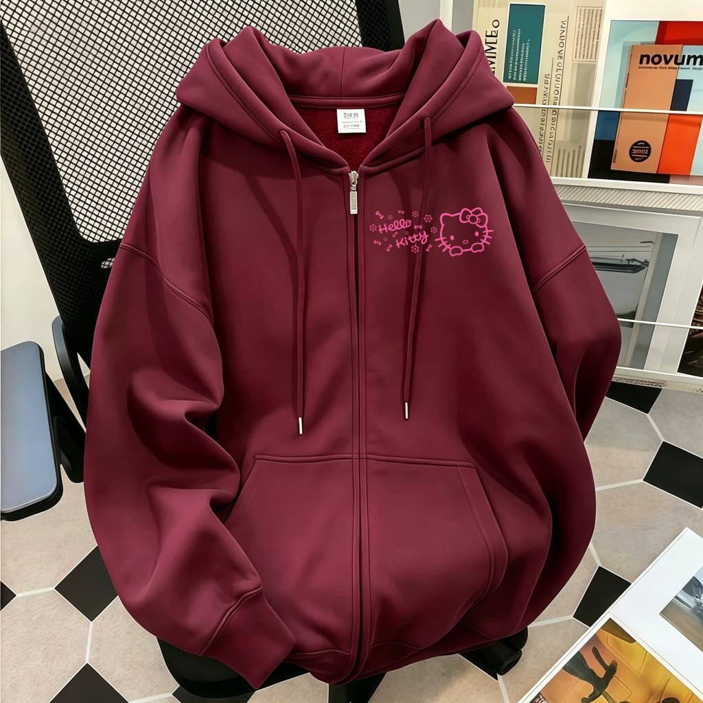 เสื้อเขียวหามีฮู้ด มีหมากแฟชั่น สไตล์เกาหลี Outfits ผู้หญิง Lady Women แขนยาว รูปที่ 2