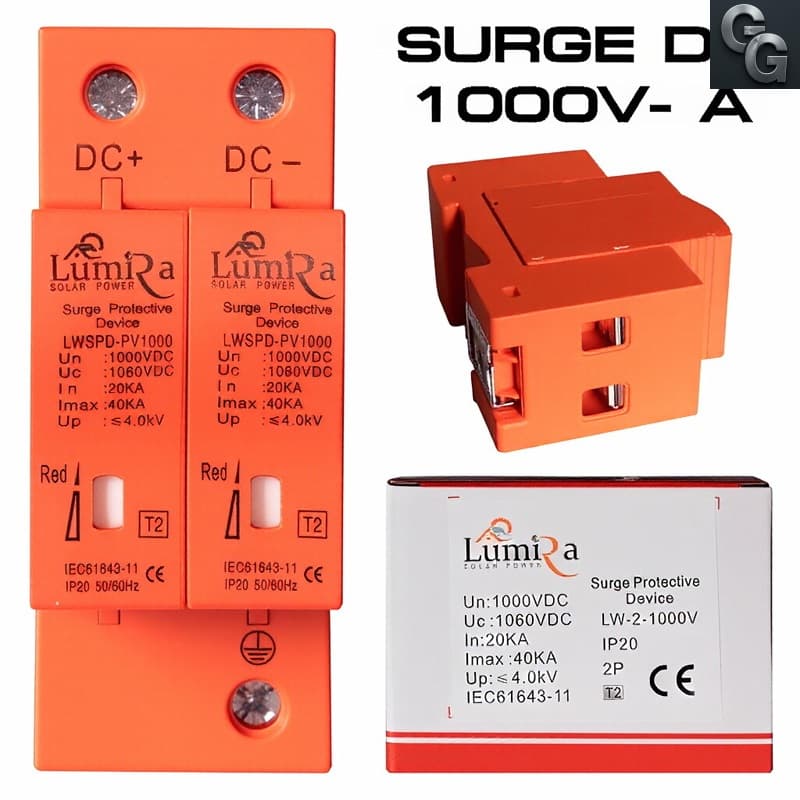 ตัวกันฟ้าผ่าโซล่าเซลล์ DC SPD 2P 1500V/1000V 40KA อุปกรณ์ป้องกันไฟกระชากสำหรับระบบโซลาร์เซลล์ รูปที่ 1