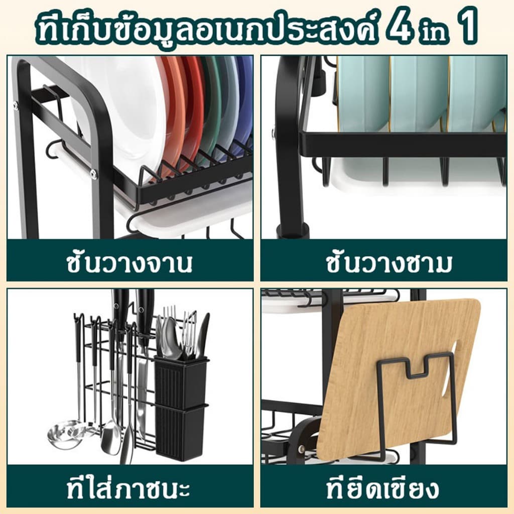 ชั้นวางจาน ที่คว่ําจาน เก็บจาน มี ฝาปิด 2/3ชั้น ที่วาง จาน คร่อม ซิงค์ ค่รอบอ่างล้างจาน รูปที่ 5