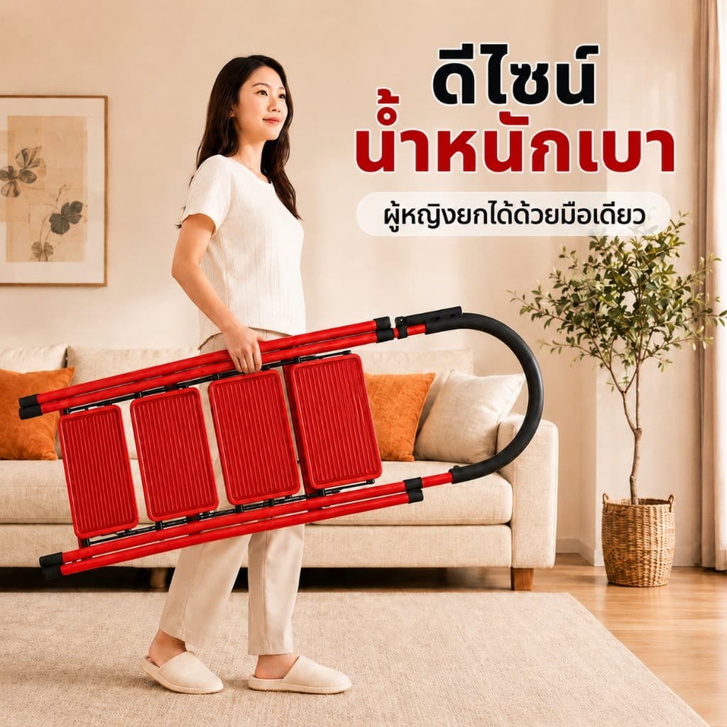 บันไดพับได้ บันไดอลูมิเนียมหนาพิเศษ 2-8 ขั้น รับน้ำหนัก 500KG กันลื่น แข็งแรง พับเก็บง่าย ใช้ในบ้าน ร้านค้า งานช่าง รูปที่ 9