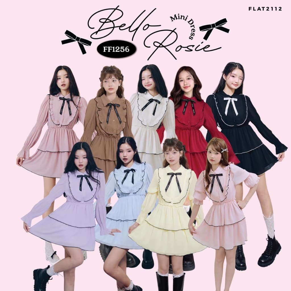 FLAT2112 : BELLO ROSIE MINI DRESS เดรสสั้น ชุดออกงาน ดีเทลระบายรอบอก งานสวยมาก ใส่แล้วลุคคุณหนูสุดละมุน รูปที่ 1