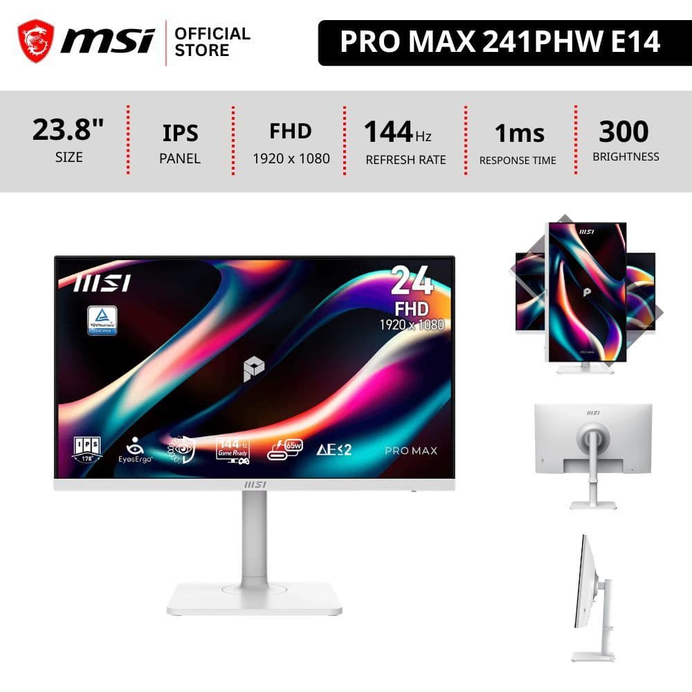 MSI PRO MAX 241PHW E14 จอคอมพวเตอร์ 23.8" Monitor1 920 x 1080 รูปที่ 1