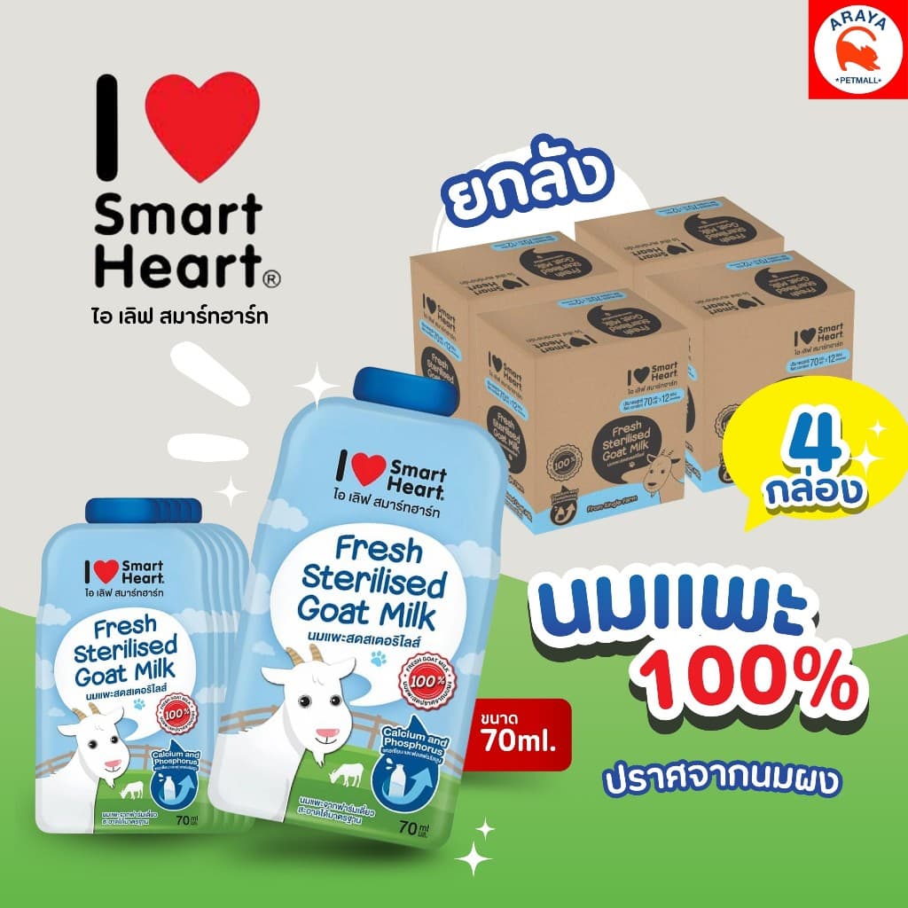 *ยกลัง48ซอง*70ml.* นมแพะ I Love Smart Heart
