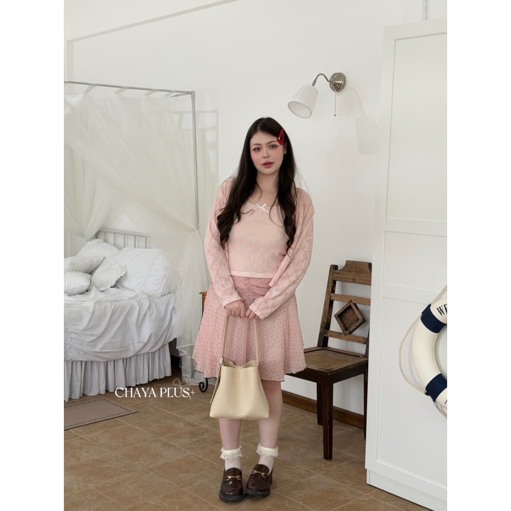 Lace top เซ็ต สายเดี่ยว+เสื้อคลุม ผ้าลูกไม้ น่ารัก หวานๆ แนะนำเลยต้องมีติดตู้ เสื้อผ้าสาวอวบอ้วน ไซส์ใหญ่ รูปที่ 7