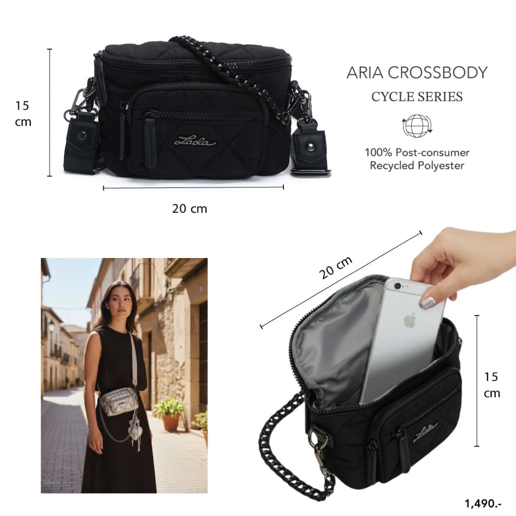 NEW Lada กระเป๋าสะพายข้าง รุ่น Aria Crossbody Cycle Series สะพายได้หลายแบบ ถอดสายได้ เบานุ่มมือ ใส่โทรศัพท์ ผ้า Recycle รูปที่ 5