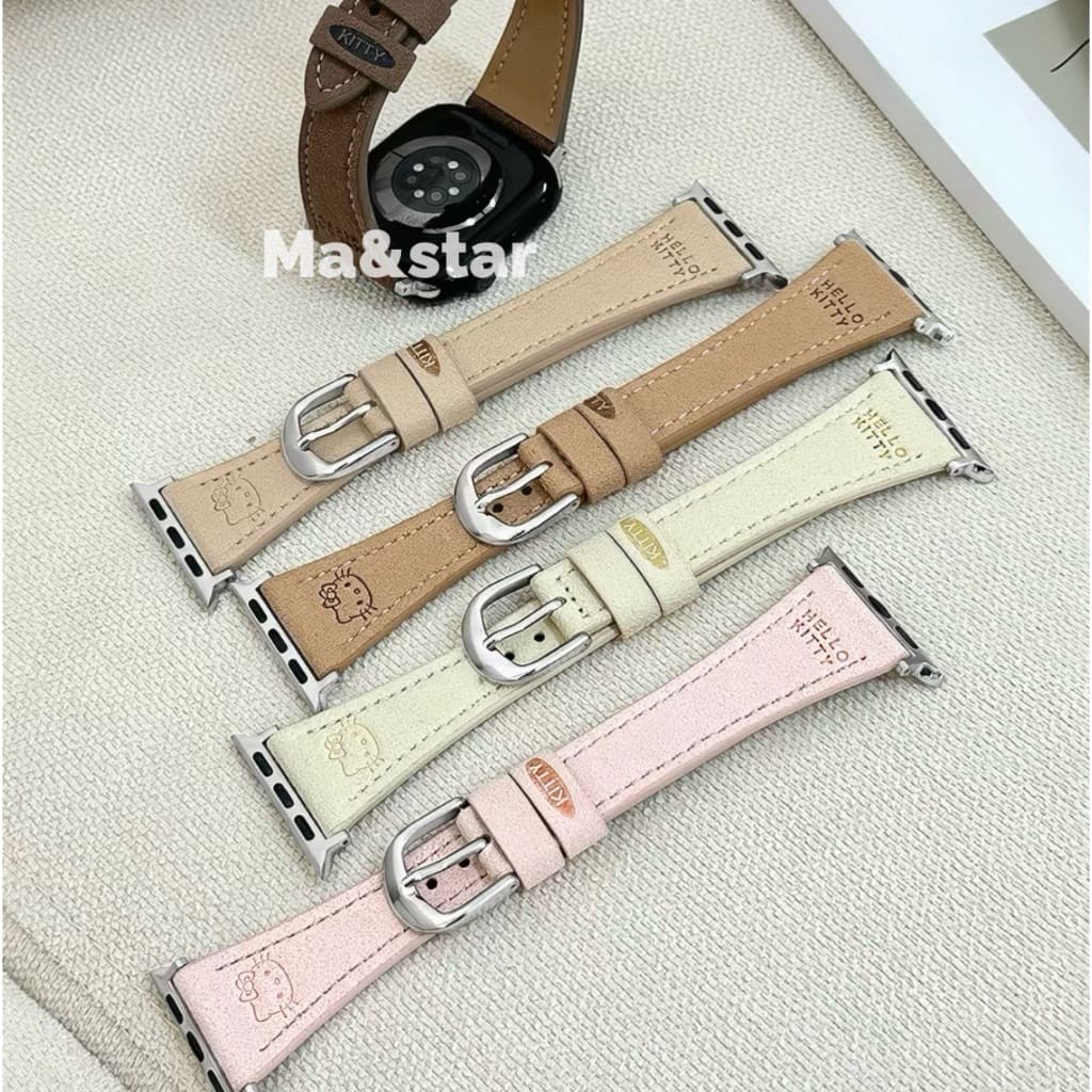 หนังขอบเล็ก สำหรับ watch11 10 9 8 se 7 6 ขนาด 40/41/42/44/45/46มม สายนาฬิกา smart watch หนัง สายแอปเปิ้ลวอช ปั้ม kitty รูปที่ 1