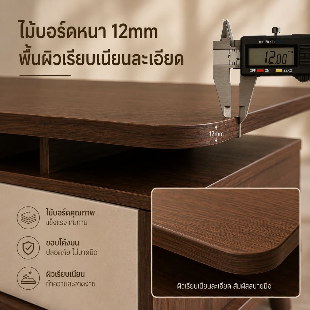 KD โต๊ะกลางโซฟา โต๊ะกาแฟ มีลิ้นชักและตู้เก็บของ สไตล์มินิมอล ทันสมัย แข็งแรง ทนทาน ประกอบง่าย สำหรับคอนโด รูปที่ 4