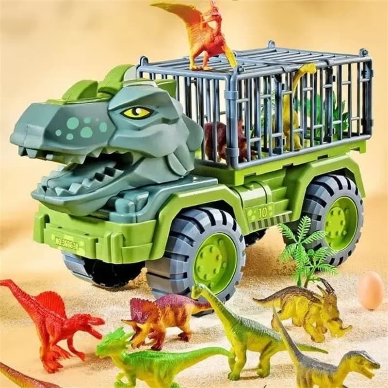 YUNLEOTOY ของเล่นรถบรรทุกไดโนเสาร์ยอดนิยม รถบรรทุกไดโนเสาร์ ของเล่นเด็ก ชุดรถของเล่นพร้อมไดโนเสาร์ มีสินค้า รูปที่ 5