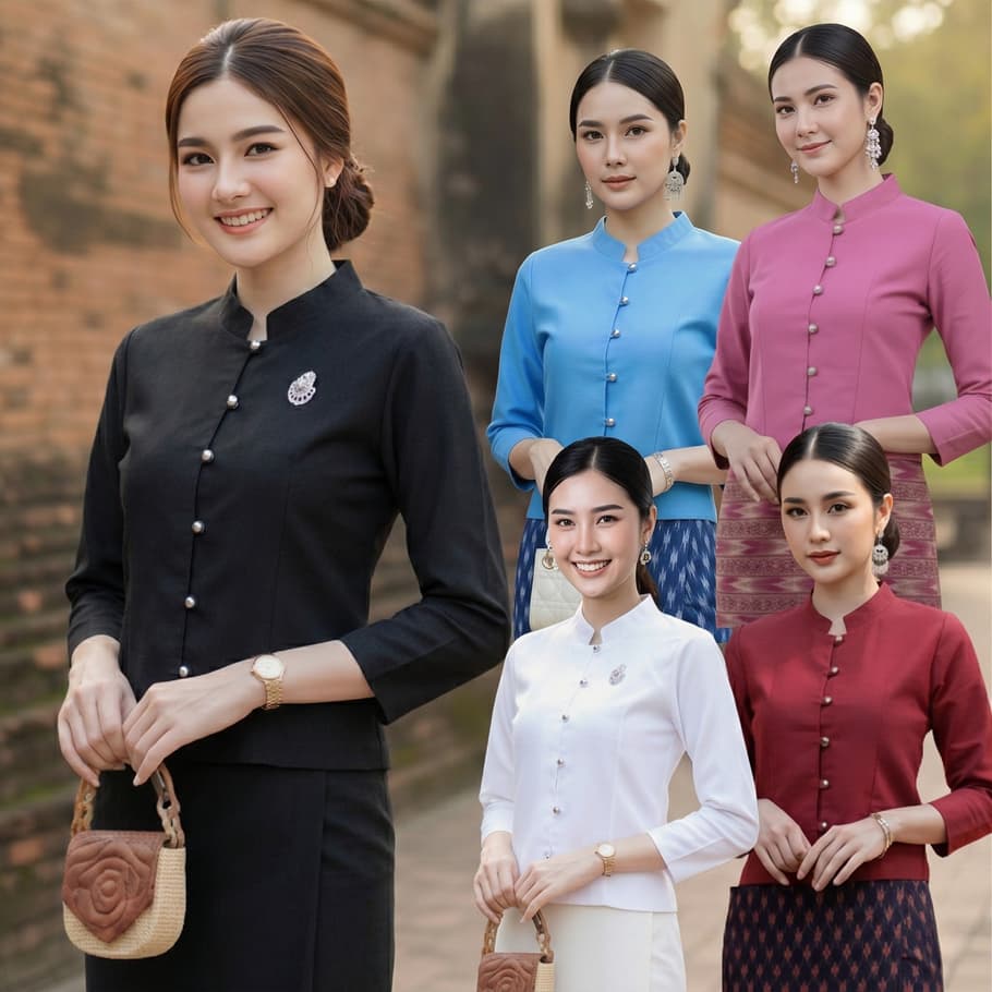 เสื้อพื้นเมืองหญิง จิตรลดา ผ้าฝ้ายเกรดA เนื้อนุ่มใส่สบาย แถม!!ถุงใส่แก้วน้ำ