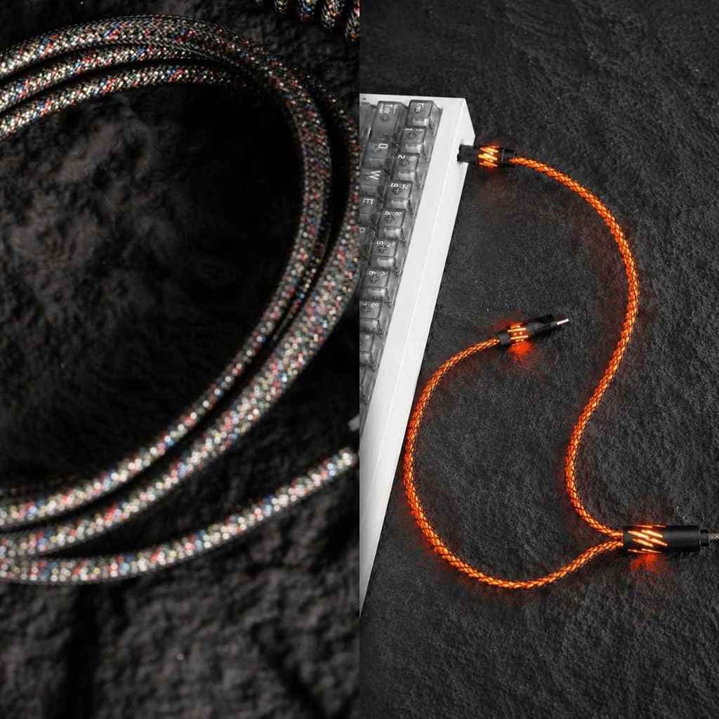 สายถัก Custom Coiled Cable 1-to-2 Crystal Copper Cable 8k Polling rate USB Type C to A แถมฟรีพร้อมกระเป๋า รูปที่ 4