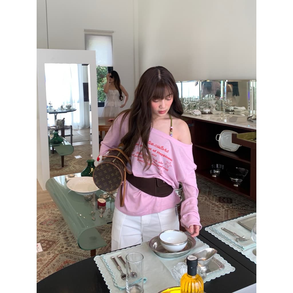 Cutie.Colors Your Pocker Off off-shoulder long sleeve เสื้อปาดไหล่ รูปที่ 3