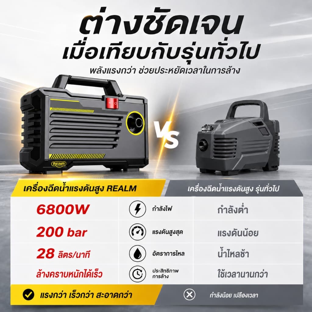 REAIM เครื่องฉีดน้ำแรงดันสูง 200 บาร์ รดน้ำ ล้างรถ เครื่องฉีดน้ำ6800 วัตต์ พร้อมอุปกรณ์ครบชุด รูปที่ 4