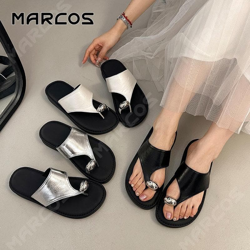 MARCOS รองเท้าแตะผู้หญิง พื้นนุ่ม ตกแต่งโลหะ รองเท้าแฟชั่นผู้หญิง ป้องกันลื่น สวมใส่สบาย รอง เ ทา แตะผู้หญิง #10 รูปที่ 8