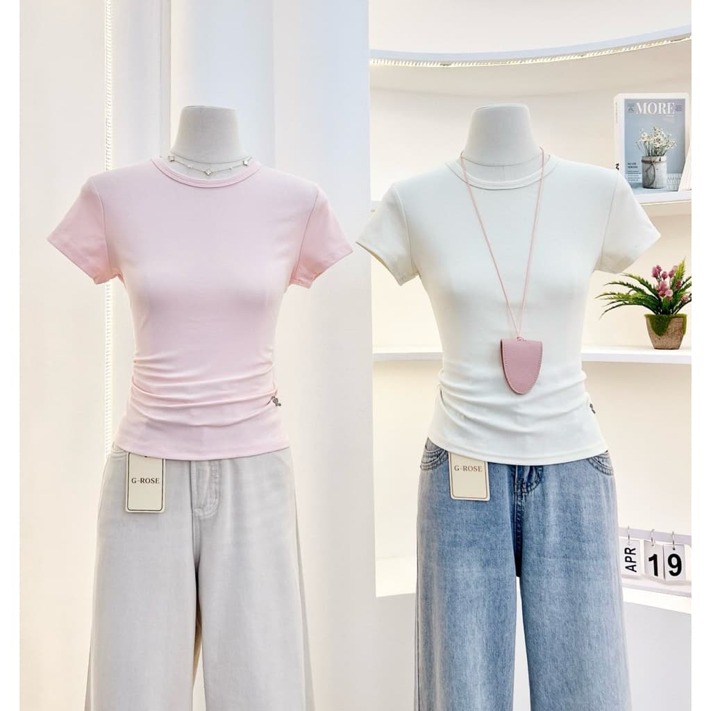 G-rose เสื้อยืดสีพื้น แต่งอะไหล่เงิน รูปที่ 2