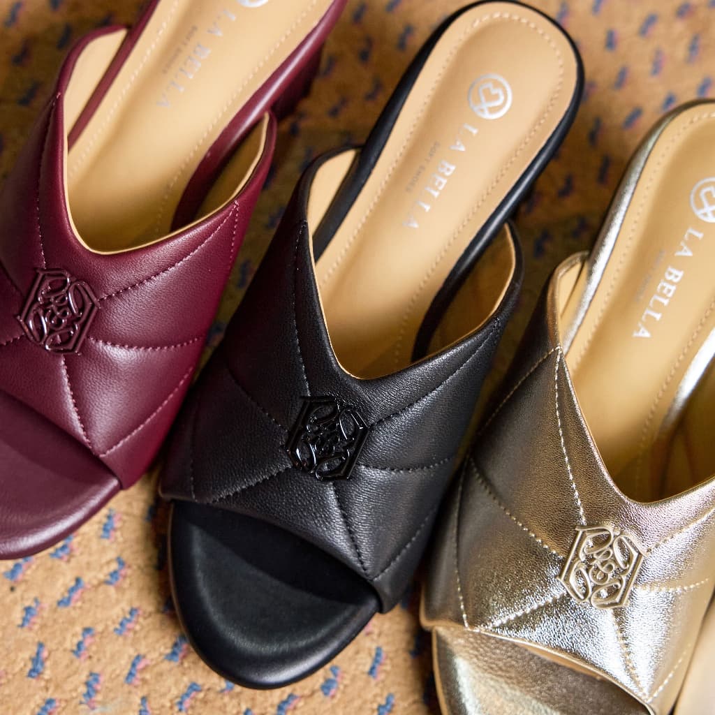 LA BELLA รองเท้าส้นสูงเปิดส้นหนังแกะ รุ่น ELEGANTE SOFT STITCH SANDALS 5 สี รูปที่ 6