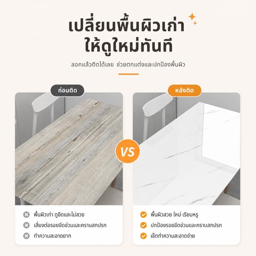 วอลเปเปอร์ติดผนังลายหินอ่อน PVC 60x500 ซม มีกาวในตัว กันน้ำมันและน้ำ ทนทานใช้ได้นาน ติดตั้งง่ายในห้องครัวและห้องน้ำ รูปที่ 6