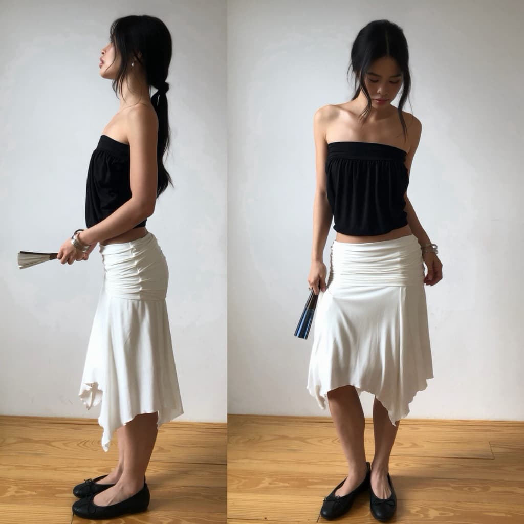 BEMYCHIC กระโปรงพับเอว สามารถดึงมาเป็นเสื้อได้ รุ่นDiana Multiway Top รูปที่ 3