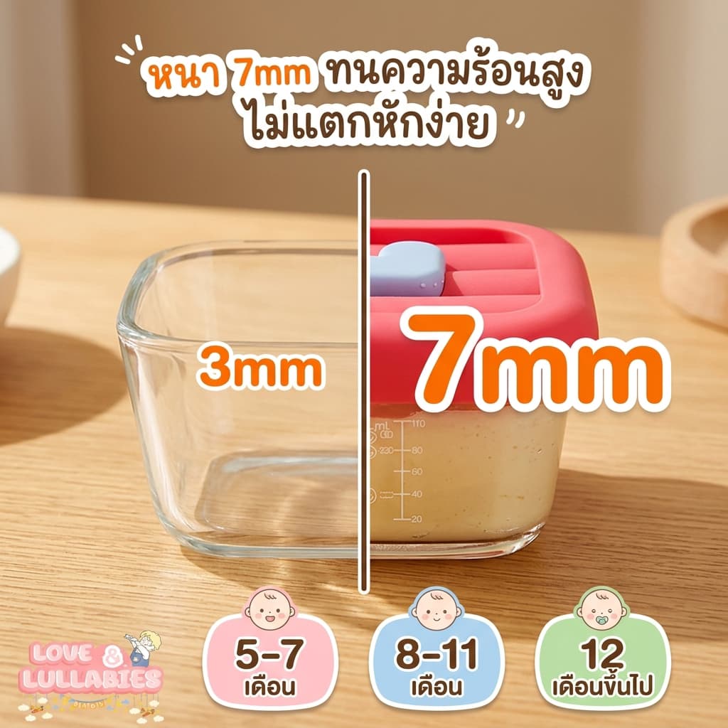 Love&Lullabies กล่องเก็บอาหารเด็ก เข้าไมโครเวฟได้ แช่แข็งได้ ชามอาหารเสริมเด็ก มีฝาปิด รูปที่ 5