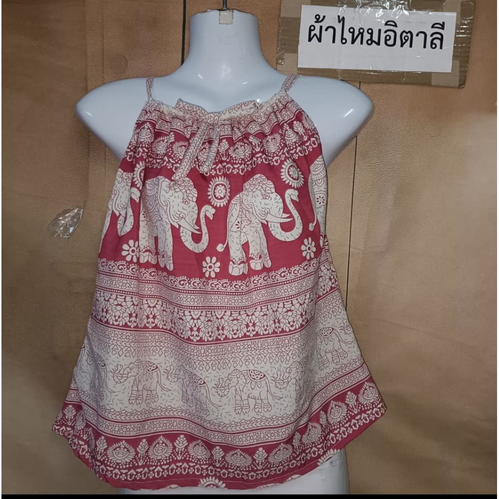 เสื้อสายเดี่ยว ลายช้าง ลายปาเต๊ะ มาใหม่ ผ้าเมมเบิร์ต สปัน รูปที่ 6