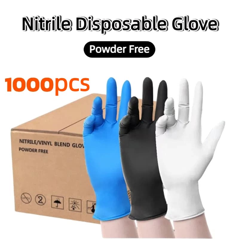 ถุงมือไนไตร ไม่มีแป้ง 100 ชิ้น/กล่อง ถุงมือยาง สัมผัสอาหารได้ Nitrile Glove มี 3สีให้เลือก รูปที่ 1