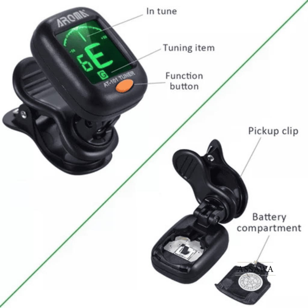 AROMA เครื่องตั้งสายกีตาร์ รุ่น AT101 หรือ AT-01A จูนเนอร์ Tuner AT-101 เครื่องตั้งสาย กีต้าร์ เบส อูคูเลเล่ ไวโอลิน รูปที่ 5