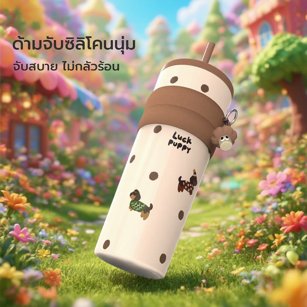 แก้วเก็บความเย็น แก้วเยติ สแตนเลส316 หลอดดูดและจี้สุดน่ารัก 24hเก็บความเย็น 710ML รูปที่ 3