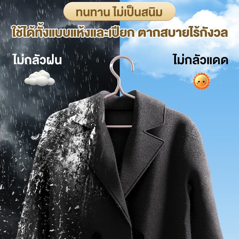 SPACEMADER โปรเด็ด!!ไม้แขวนเสื้อ ยางกันลื่น ไม้แขวน ราวตากผ้า ไม้แขวนผ้า ไม่เป็นสนิม รองรับได้ถึง 20 กก ใหม่ รูปที่ 2