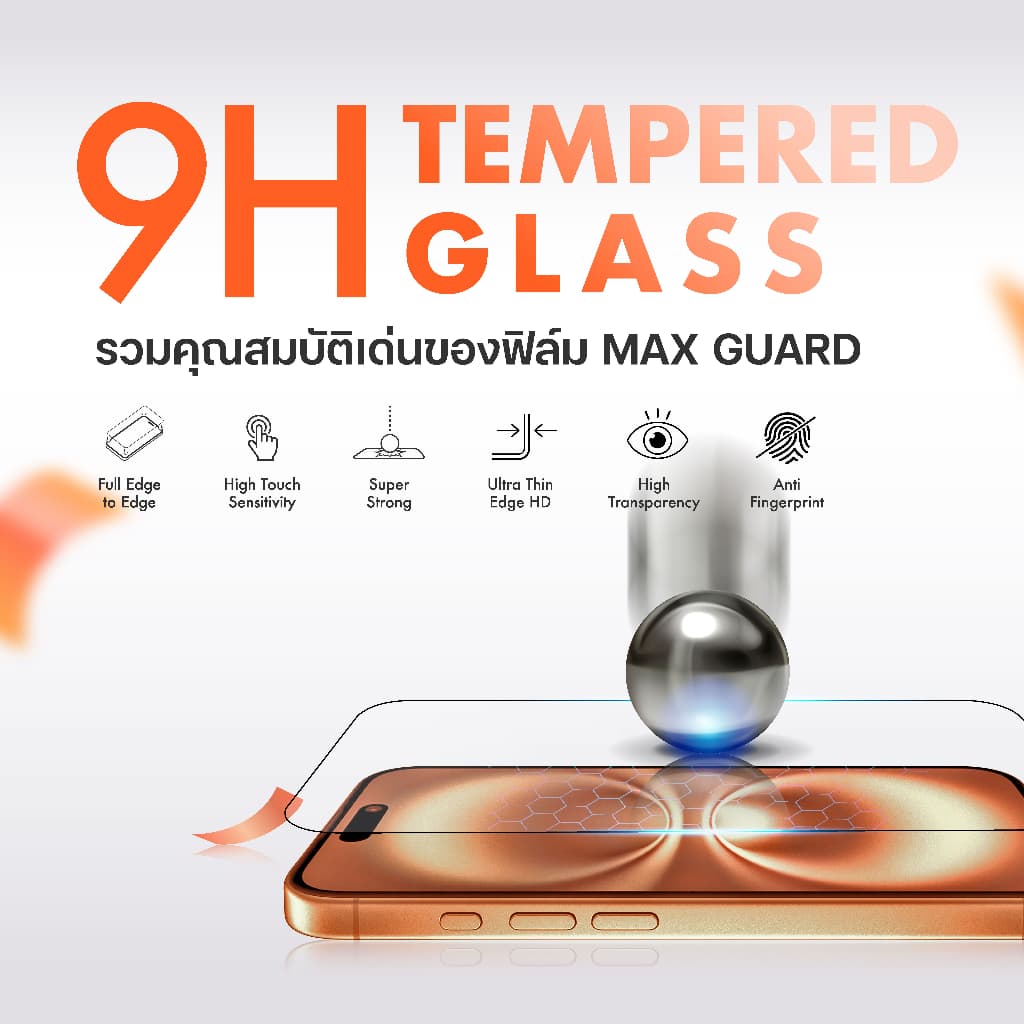 Max Guard ฟิล์มกระจกกันรอย iPhone 17 ทุกรุ่น แบบกันมอง ขอบบาง เต็มจอ รูปที่ 6
