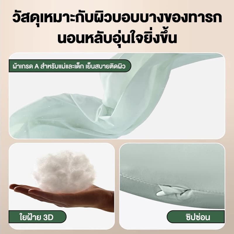 LULUNA หมอนนอนยาว หมอนรูปทรงพิเศษ หมอนขาข้างเตียง หมอนตามหลักสรีรศาสตร์ รูปที่ 6