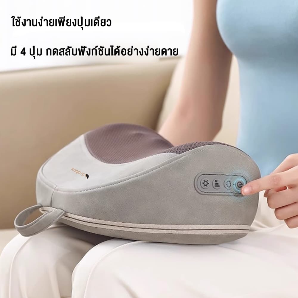 Srabuy หมอนนวดไฟฟ้า มการนวดแบบ 3D สองทิศทาง ประคบร้อนพร้อ ไร้สายเครื่องนวดคอบ่า เบาะนวดอเนกประสงค์ รูปที่ 8
