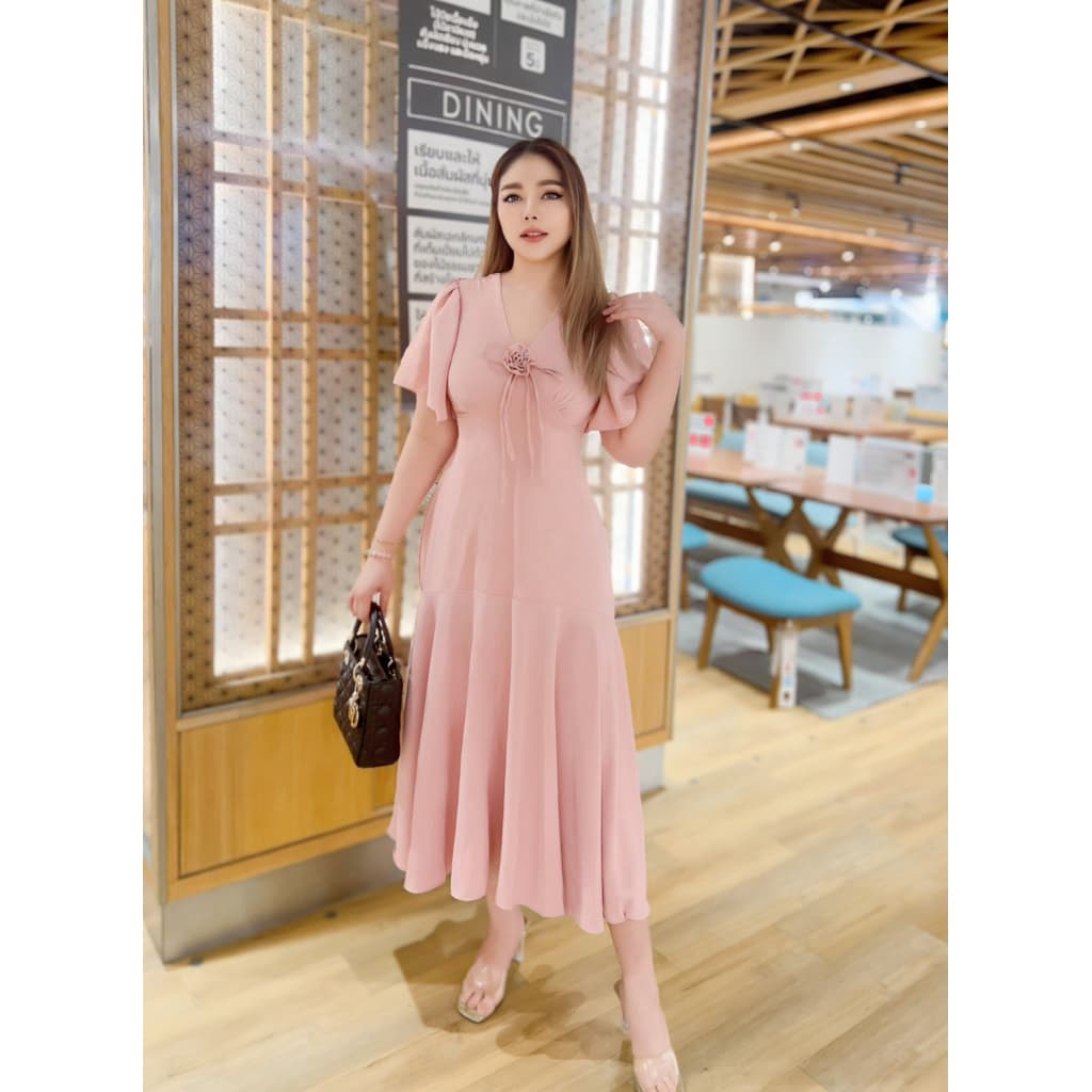 Recommendเดรสยาวหางปลาผ้ามาเบลล่างานเกรดIGอกแต่งดอกไม้สีพาสเทลหวานละมุนน่ารัก Floradress mermaid #Maisie shop รูปที่ 8