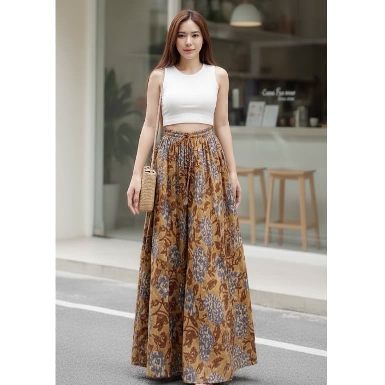 Nana’s Craft กางเกงรุ่น KaPang กางเกงที่ใส่แล้วได้ฟิวกระโปรง ผ้าฝ้ายอินเดีย Indian Hand Block รูปที่ 8