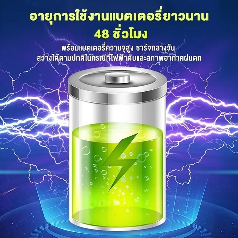 ซื้อ 1 แถม 1ไฟโซล่าเซลล์ 2500W หลอดไฟโซล่าเซลล์ solar light ไฟตุ้ม3สี ไฟตั้งแคมป์ สปอตไลท์พกพา แบตนาน12-48ชั่วโม รูปที่ 8