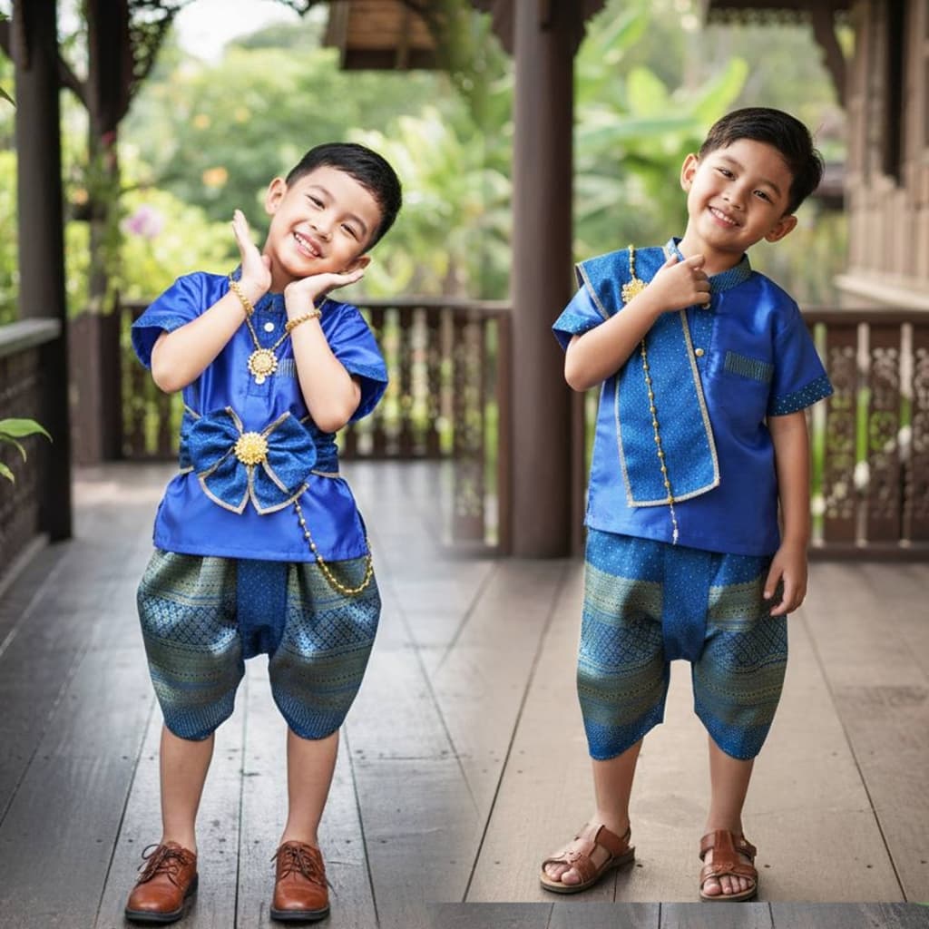 ชุดไทยเด็ก ชุดไทยเด็กชาย ทองเอก เซท3ชิ้น เสื้อ โจง ผ้าคาดเอวหรือพาดไหล่ ขนาด 1-9 ปี รูปที่ 6