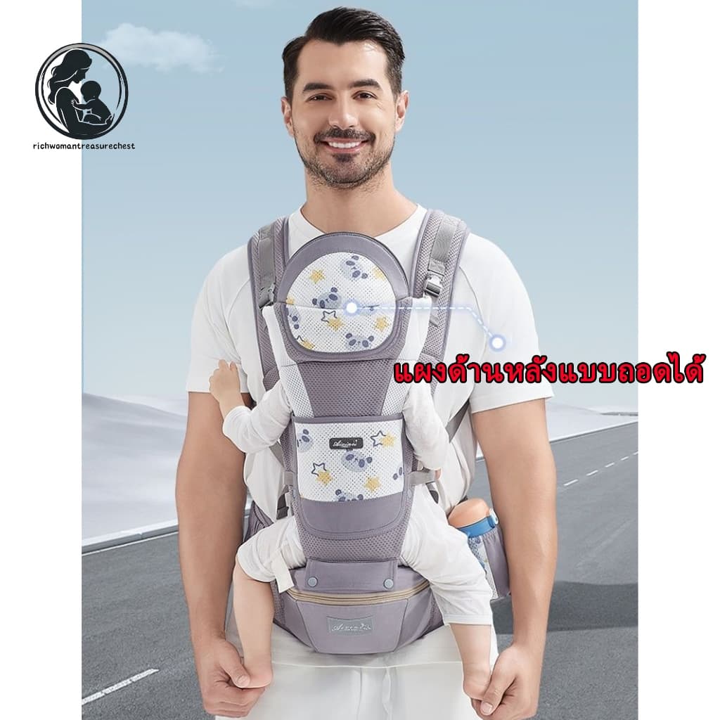0-3 ปี กระเป๋าอุ้มสำหรับเด็กแรกเกิด เป้อุ้มเด็ก Baby Carrier ระบายอากาศได้ดี Hip Seat 3 in 1 รูปที่ 7