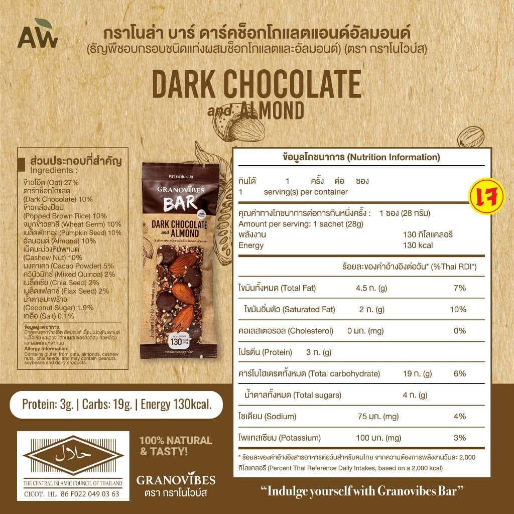 เจ Granovibes Bar กราโนล่า ชนิดแท่งผสมซูเปอร์ฟู้ด 3 รส 3 กล่อง (ดาร์คช็อคโกแลต / แครนเบอร์รี่ / ถั่วรว รูปที่ 6