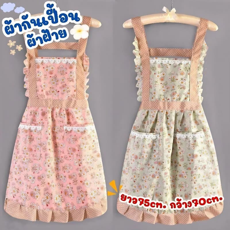 ครัว กันเปื้อน/ผ้าใบดอกไม้สําหรับผู้หญิงผ้า,ผ้ากันน้ํา,ห้องครัวในครัวเรือนทําอาหารผ้า รูปที่ 4