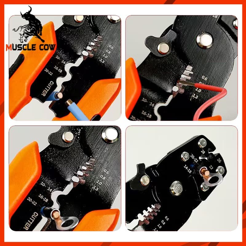 MUSCLE COW คีมอเนกประสงค์ 8 นิ้ว ตัด-ปอก-ย้ำหางปลา งานซ่อมสายไฟ ครบในตัวเดียว รูปที่ 8