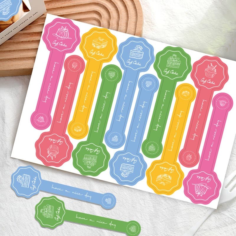 "ลายขนม" สติกเกอร์แถบยาว คาดกล่องขนม self-กาวเบเกอรี่กล่องเค้ก DIY เบเกอรี่สติกเกอร์ 3*10 ซ.ม รูปที่ 8