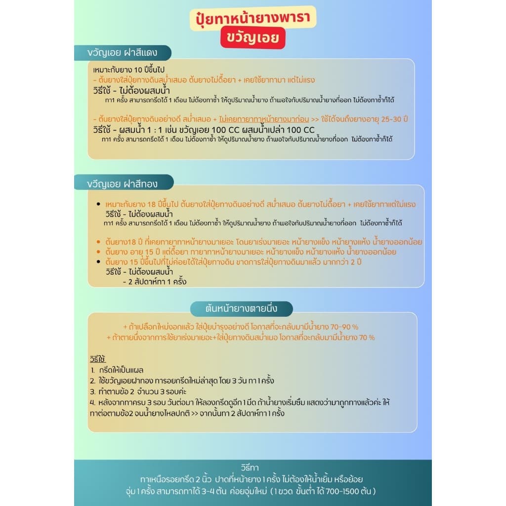 ยาทาหน้ายาง ปุ๋ยทาหน้ายางพรีเมี่ยม ธาตุอาหารเสริม เพิ่มน้ำยางและรักษายางตายนึ่ง รูปที่ 6