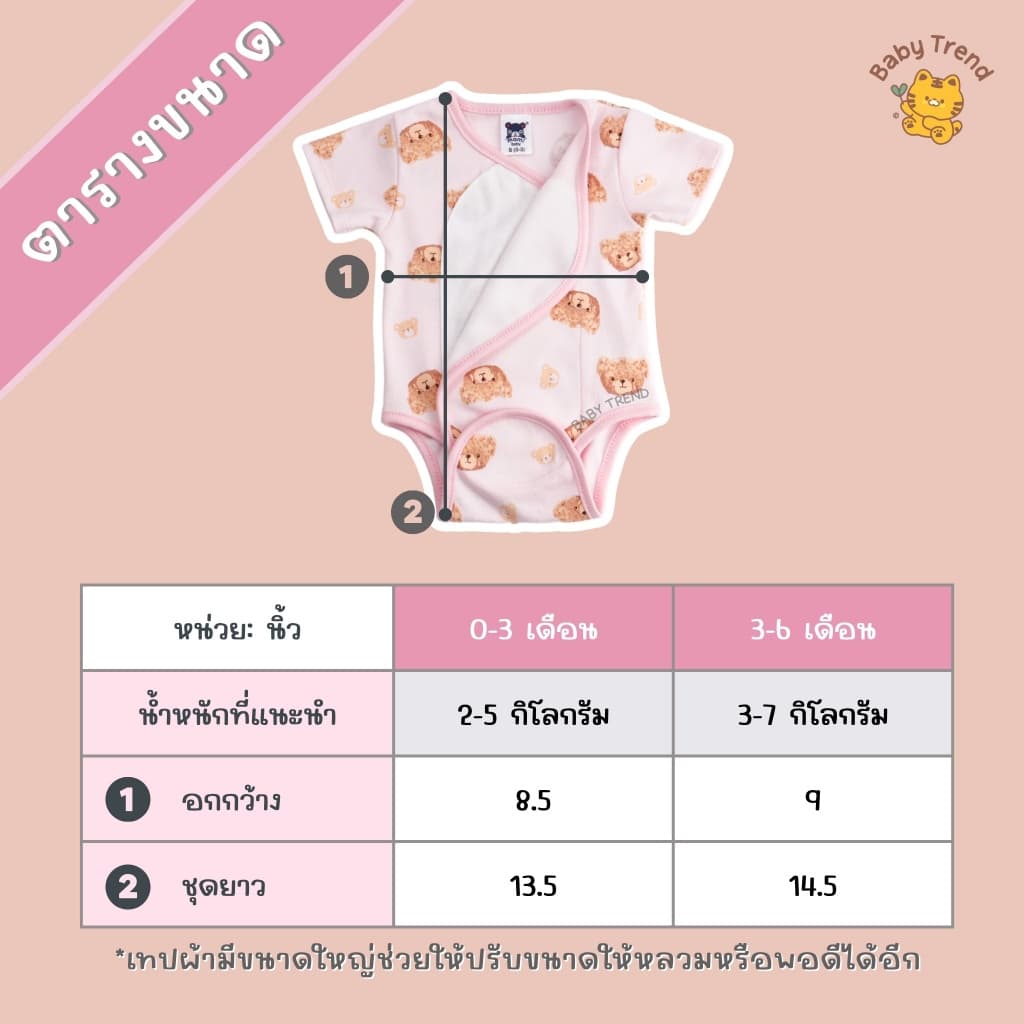 Mami Baby ชุดบอดี้สูทผ้าแปะ ชุดเด็กผ้าดูด ไร้ซิป ไร้กระดุม ไร้เชือก ผ้าคอตตอนนุ่ม ลายน่ารัก | Baby trend รูปที่ 9